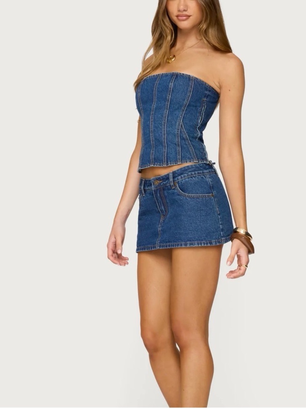 Edikted Spencer Low Rise Denim Micro Skirt Small perfect condition no smoke/pets